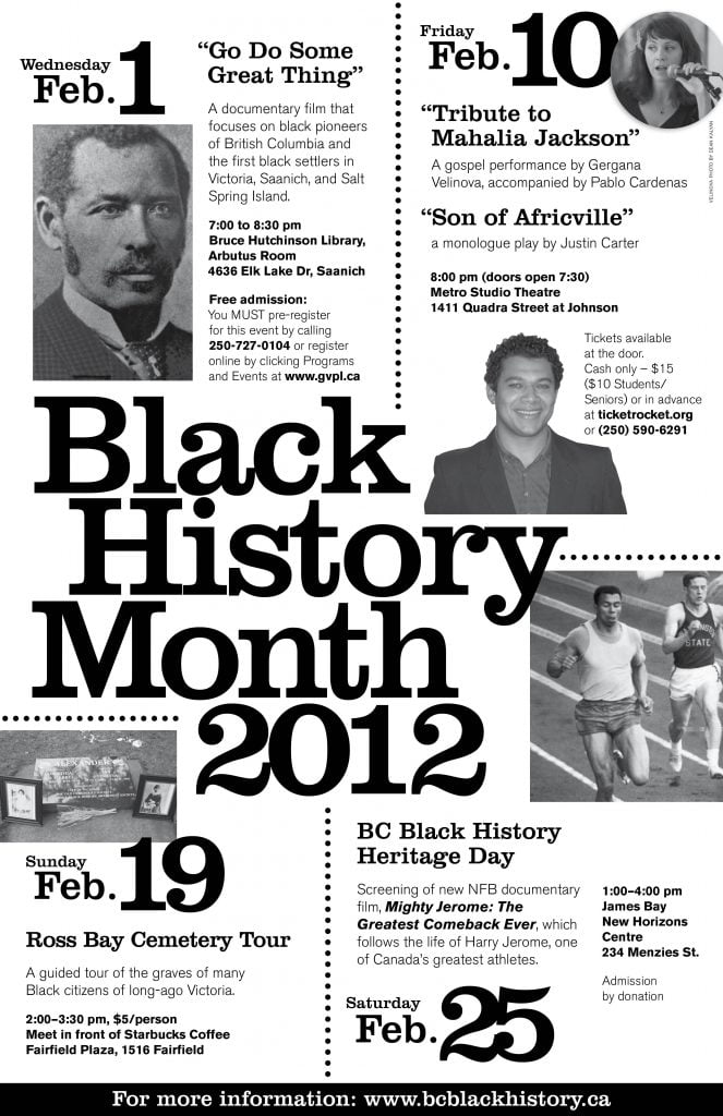 Poster black text on white background BHM 2012