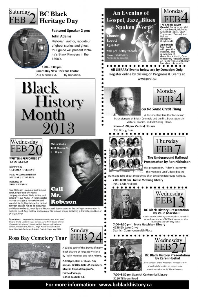 Poster black text on white background BHM 2013