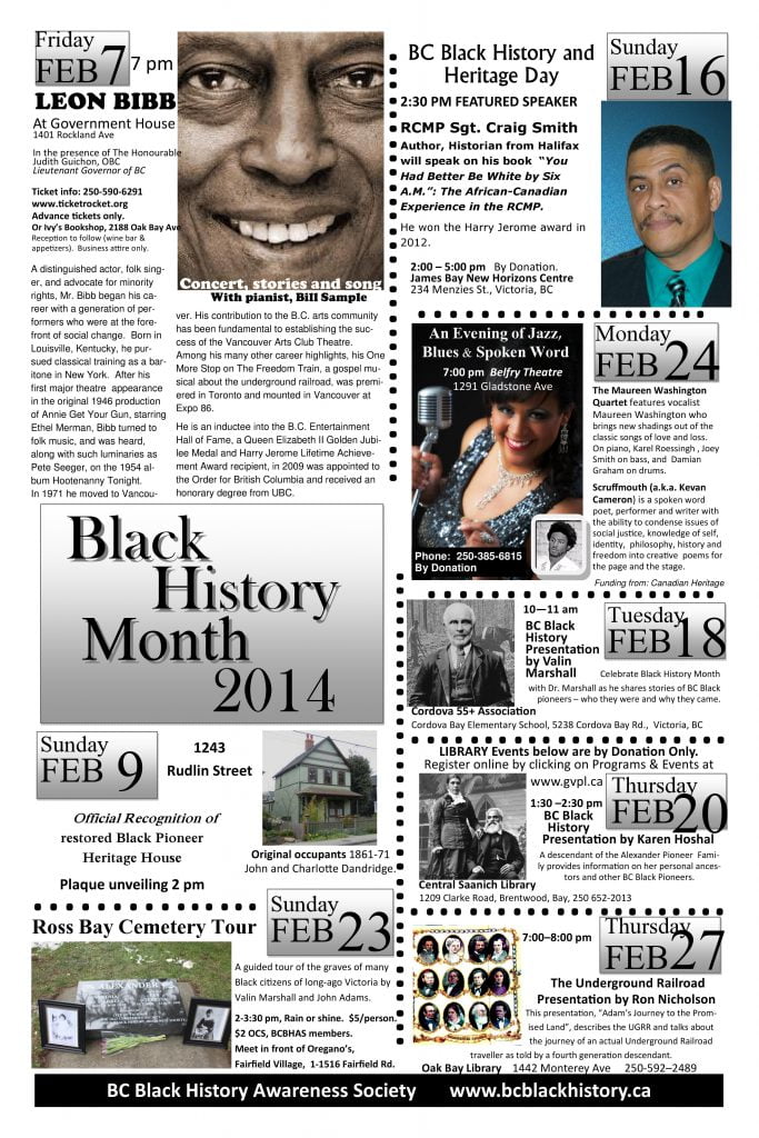 Poster black text on white background BHM 2014