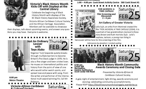 Poster with images, dates, black text on white background BHM 2017