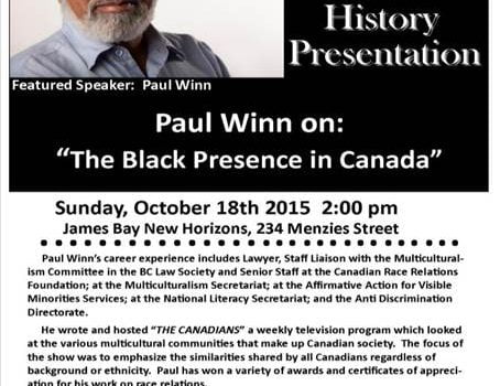 Speaker Paul Winn - The Black Experience in Canada