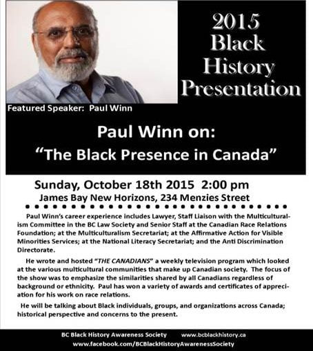 Speaker Paul Winn - The Black Experience in Canada