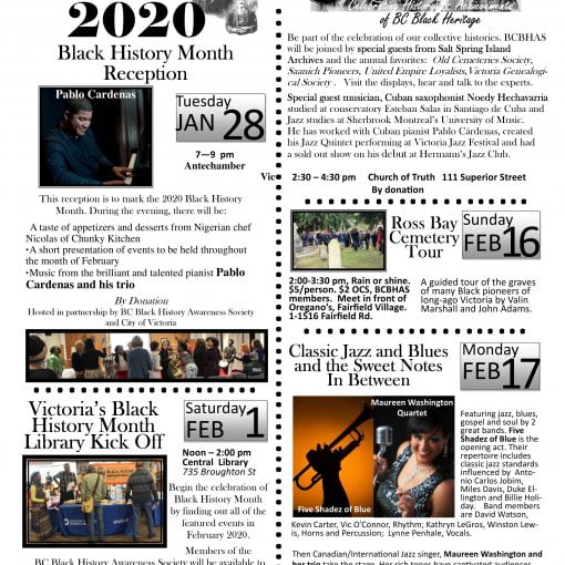Poster black text with images on white background BHM 2020