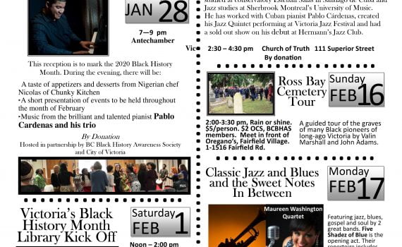 Poster black text with images on white background BHM 2020