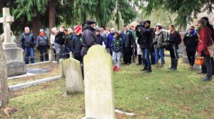 Crowd attending tour at Ross Bay Cemetery