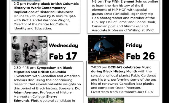 Poster black text on white background with images BHM 2021