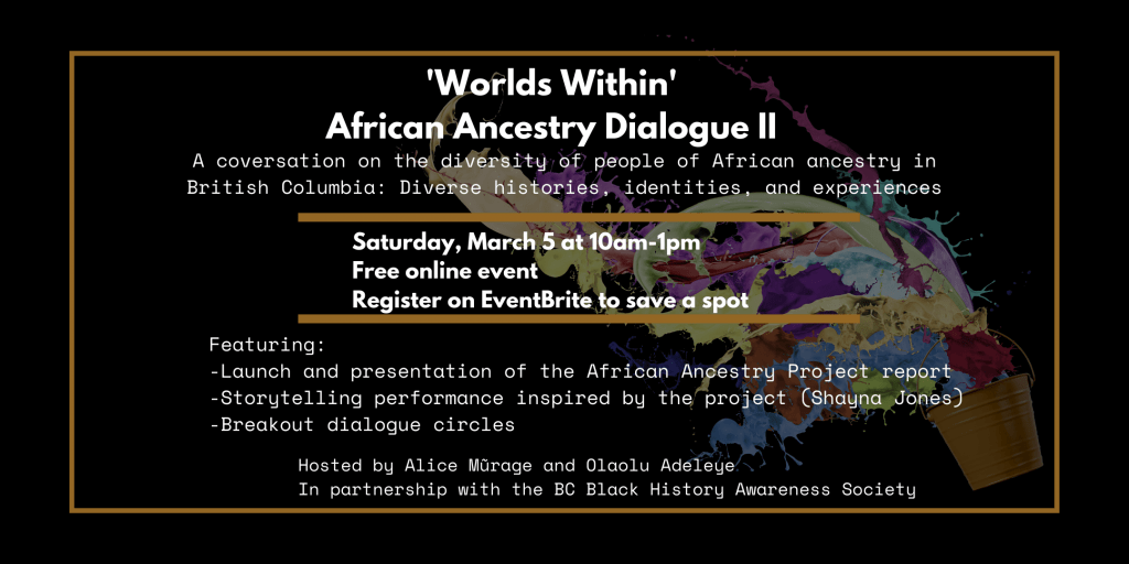 poster black with white lettering, faint background with spilled bucket of paint