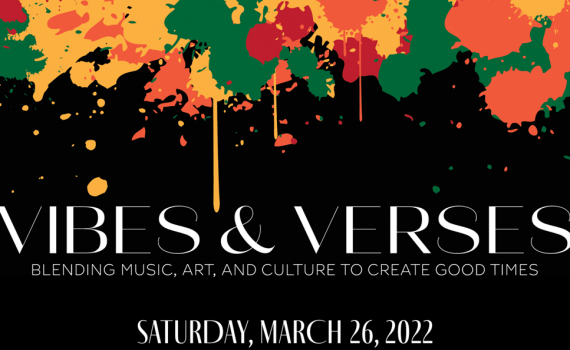 dark background, upper half is collage of paint spatters/dripping paint; lower bottom is event name and date, white text on dark background