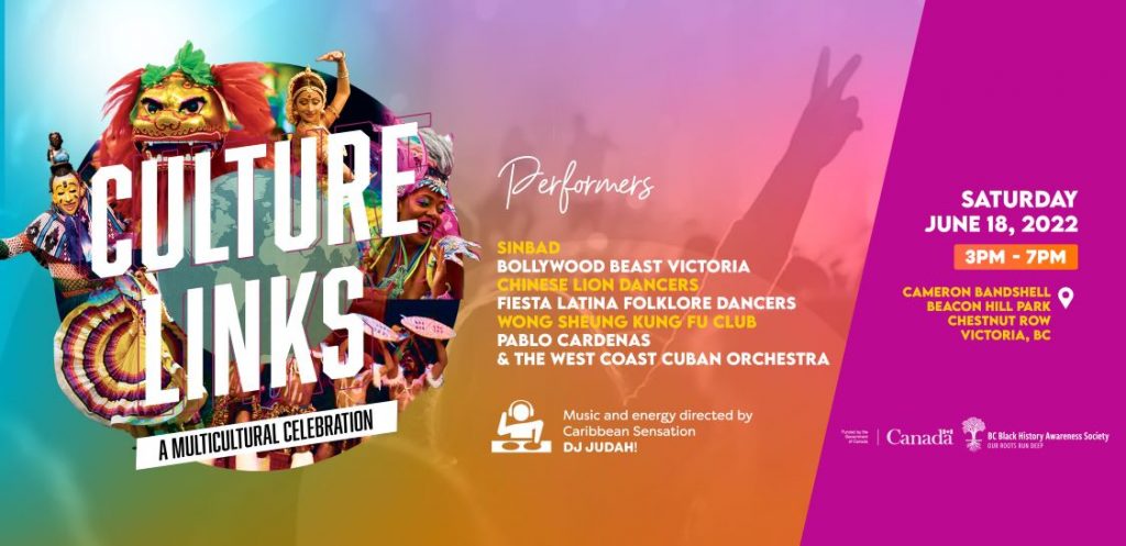 Pastel colored backgrounds with white/black lettering, stylized collages of faces, instruments, objects representing cultures