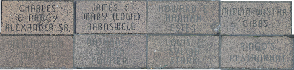 double row of engraved paving bricks