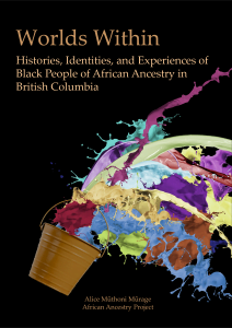 book cover with black background, gold text at top, bottom is brown metal pail with vibrant colors of paint cascading from it