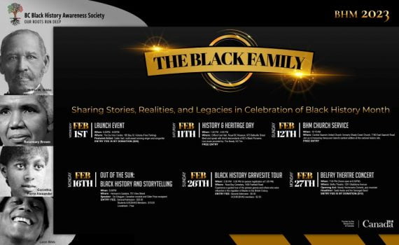 stylized calendar with gold and white text on black background