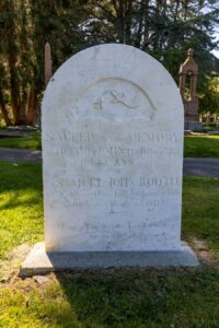 White marble tablet on concrete base