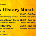 POSTER Black lettering on background of orange, yellow, and pink pastel swirls and glitter;