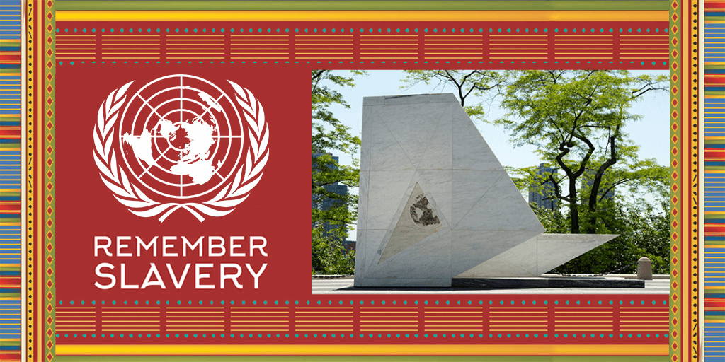 United Nations Remember Slavery banner