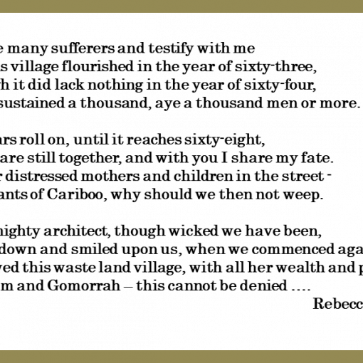 Rebecca Gibbs poem about the Barkerville Fire