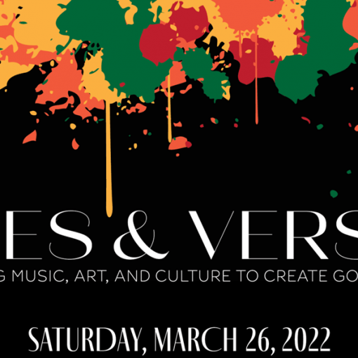 dark background, upper half is collage of paint spatters/dripping paint; lower bottom is event name and date, white text on dark background