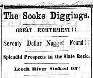 newspaper advertisement about the gold find