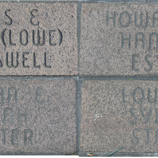 double row of engraved paving bricks