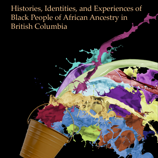 book cover with black background, gold text at top, bottom is brown metal pail with vibrant colors of paint cascading from it