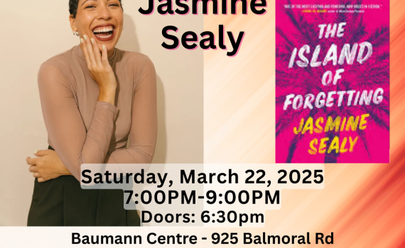 Black lettering on background of pastel swirls and glitter. Left is upper torso of woman smiling, Right is book cover